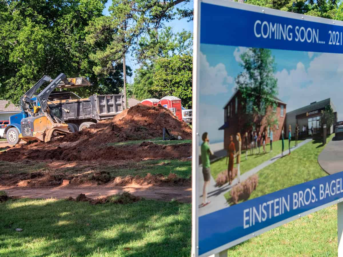 Preliminary construction work starts on Einstein Bros. Bagels near SE